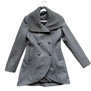 Kenneth Cole Charcoal Double-Breasted Pea Coat Size 2 Wool Blend Cozy Winter